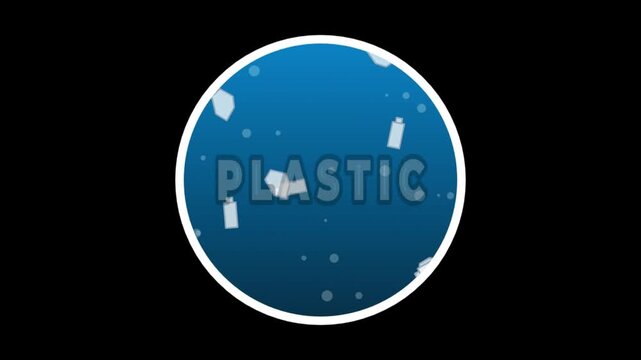 Stop Plastic Ocean Pollution Animation Loop with Red Prohibition Sign Icon