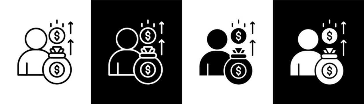 Superannuation white and black icon set design