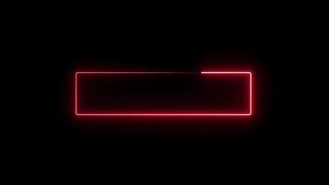 neon rectangular frame overlay 4k, glowing neon rectangle border pulsing animation, live streaming neon sign circle effect. alpha channel seamless loop.