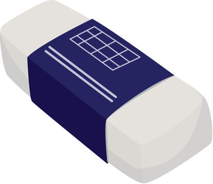 Office stationery rubber eraser icon isolated on blue lined notebook paper sheet background vector