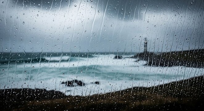 Stormy seascape lighthouse