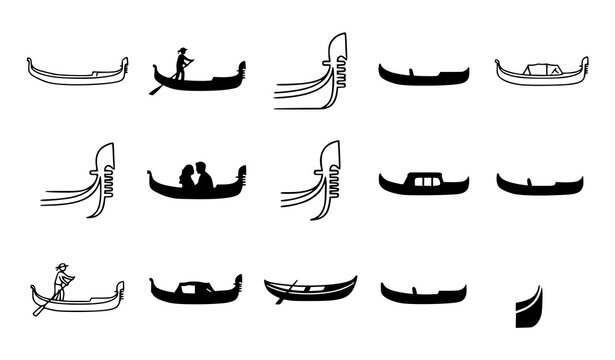 Traditional Venetian Gondola Vector Illustration Pack