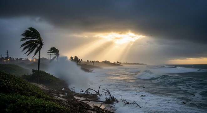 Stormy ocean coastal landscape