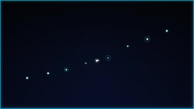 Minimalist Digital Interface Elements Array Featuring Circular Nodes and Pointer Cursor on a Dark Gradient Background