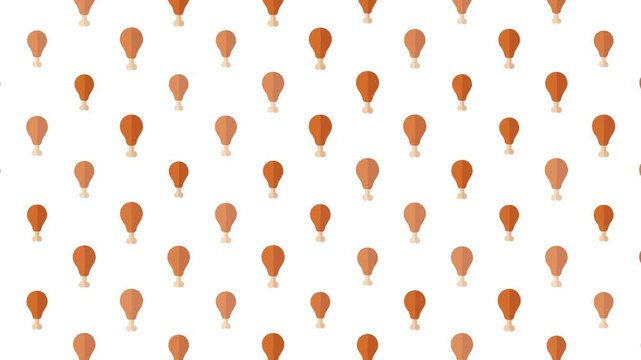 Seamless Fried Chicken Drumstick Pattern Design on a Clean White Background