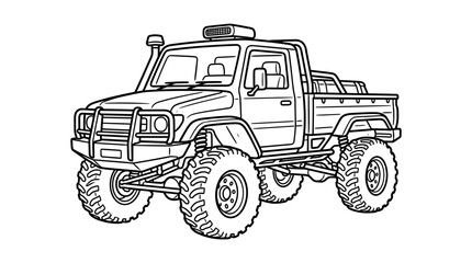 Off-road 4x4 pickup truck with large rugged tires. © Desi
