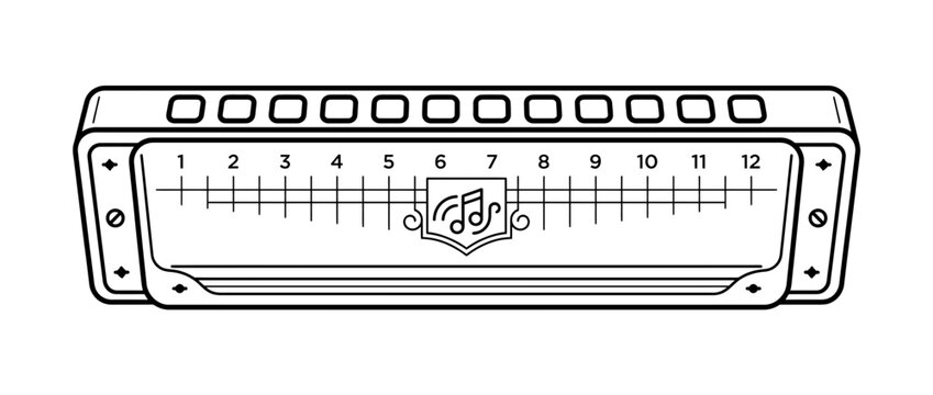 Harmonica Musical Instrument Line Art Illustration