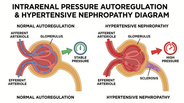 Intrarenal Pressure Autoregulation Hypertensive Nephropathy Diagram