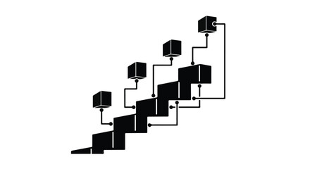Fototapeta premium Staircase design featuring connected blocks illustrates the process of growth and development.