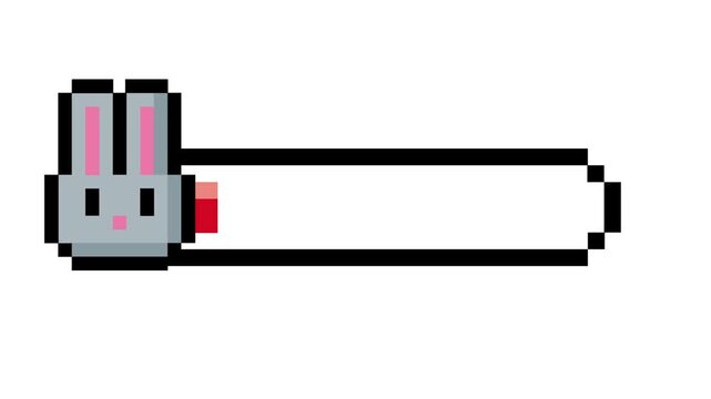 Charming pixel art bunny progress bar illustration, ideal for retro gaming interfaces, loading screens, or adorable digital design elements, symbolizing playful progress and user experience