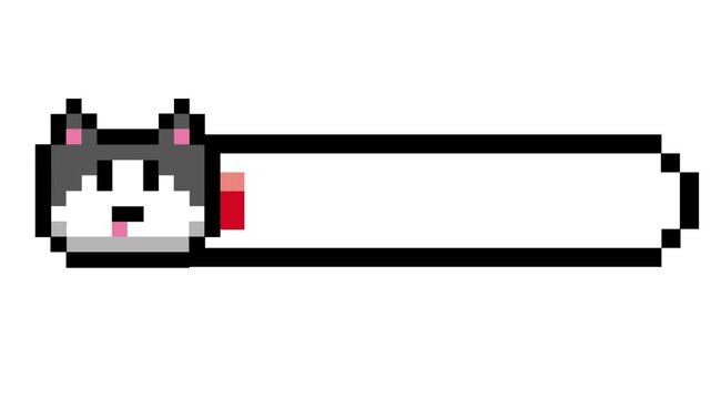 Charming pixelated husky dog head icon leading a progress bar, ideal for retro game design, engaging UI elements, and delightful digital application interfaces