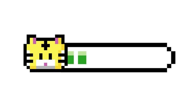 Vibrant pixel art tiger character avatar with an active 8-bit progress bar, perfect for retro gaming user interfaces and dynamic digital status displays