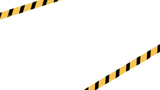 Yellow and black caution warning tape frame on white background, crime scene line vector template with copy space for banner.