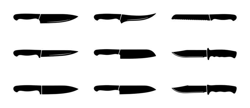 Kitchen Knife Set, Chef Knives Collection, Culinary Tools Vector Icons