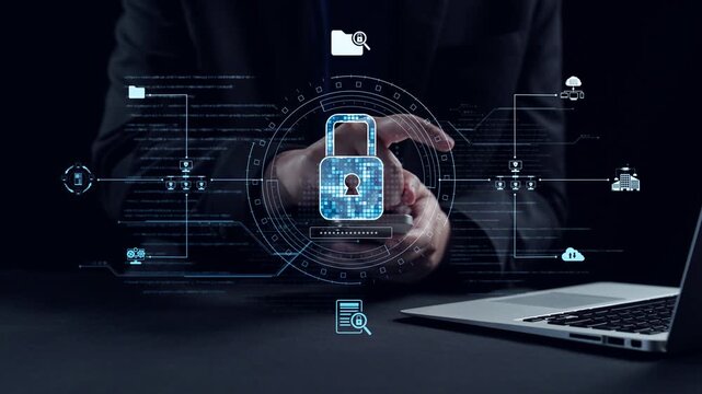 A professional individual interacts with a smartphone while a digital updating interface is displayed beside a laptop, showcasing themes of technology, progress, and business innovation. Qubit