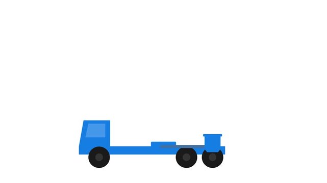 Blue Aerial Work Platform Truck with Extended Boom Lift.