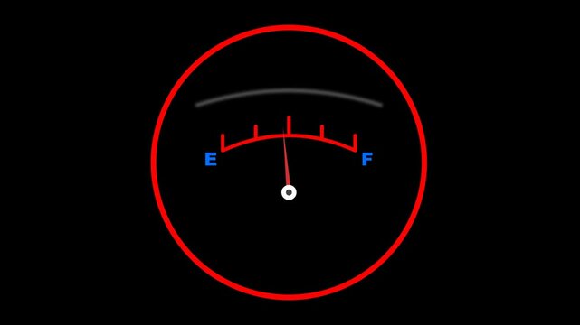 Car Fuel Gauge Indicator Showing Low Fuel Level.