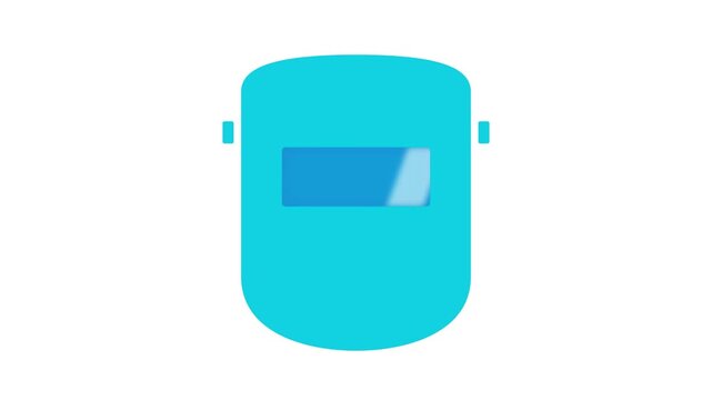 Simple Cyan Welding Mask Icon on White Background.