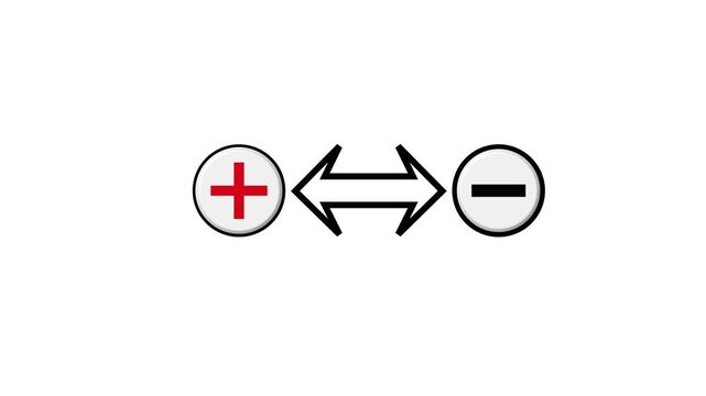 Plus and minus symbols with directional arrow animation for comparison and choice concepts  4k Video.