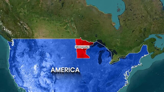 Minnesota State Highlighted on USA Country Map Animation