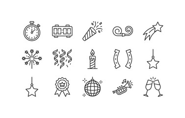 Fototapeta premium New year and birthday party celebration vector icons
