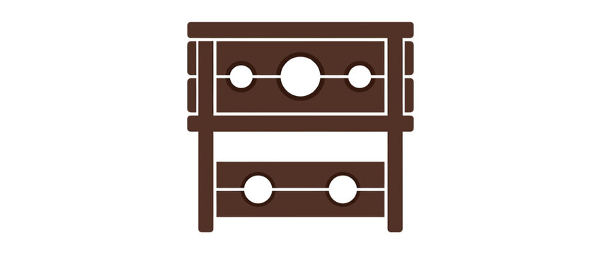Vintage wooden stocks icon on white background