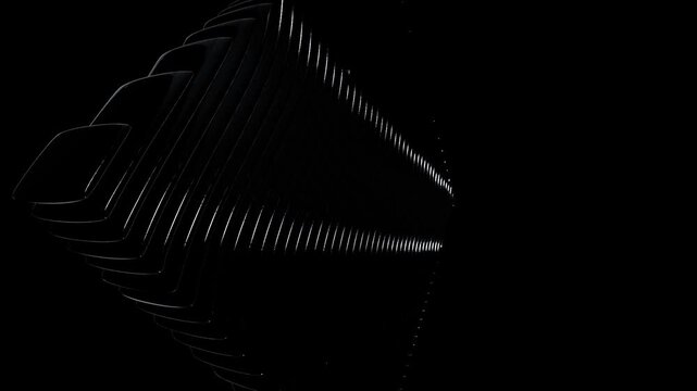 Abstract dark background with glowing silver wave lines and digital light patterns for modern technology and futuristic graphic design projects