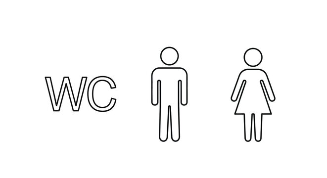 Toilet sign icons with male and female figures line style