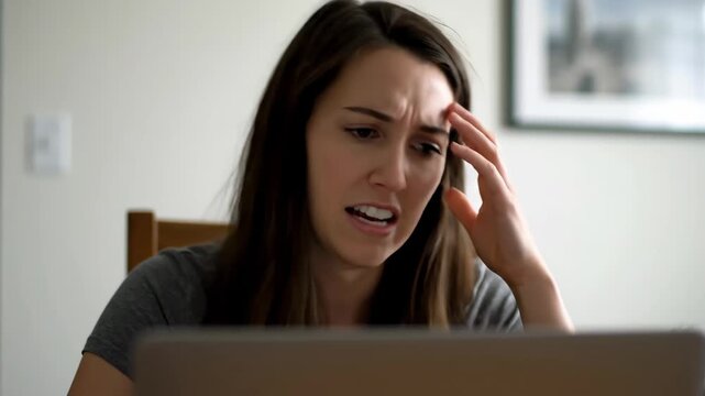 Women use laptops at home, girls' anxiety tables in front of computers