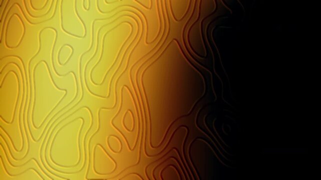 Abstract gold gradient background with embossed topographic contour lines fading into deep black. Luxurious modern composition featuring layered organic textures, metallic golden tones
