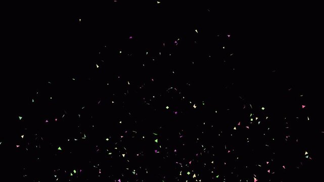 Animated confetti blasts upward from both lower corners with alpha channel for celebration overlays.