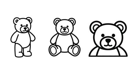 Teddy Bear Line Art Illustrations On White Background © MDTAHIDURRAHMAN
