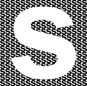 Abstract Letter S Created from Repeating Lowercase Typography Pattern