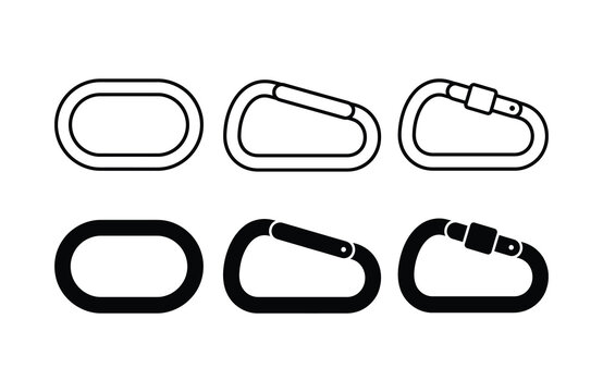Various types of carabiners with different shapes and buckle designs