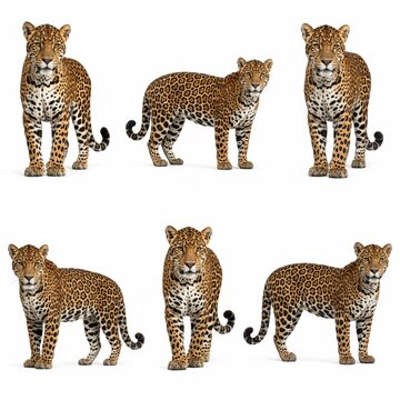 Jaguar Standing Isolated on Pure White Background