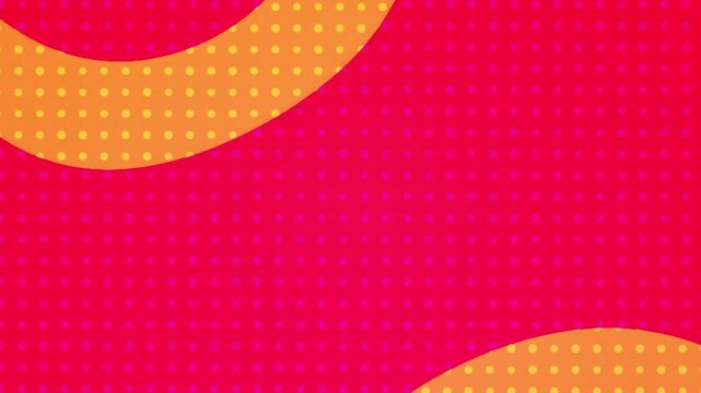 Vibrant Pop Art Halftone Pattern with Abstract Yellow Wavy Lines on Pink Background