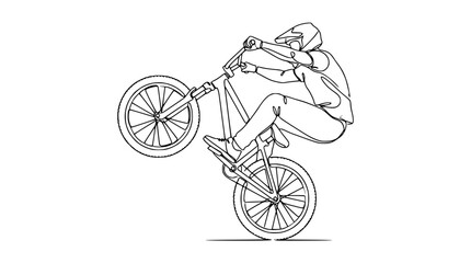 BMX Rider Performing Wheelie Trick, Dynamic Line Art Illustration © Wesi