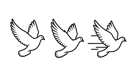 Fototapeta premium Flying doves line art illustration on a white background