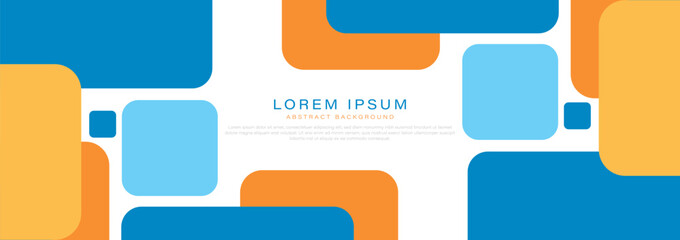 Naklejka na ściany i meble Modern blue and orange abstract banner background. Minimal geometric shape. Suit for cover, header, presentation, brochure, business, website, flyer. Vector illustration