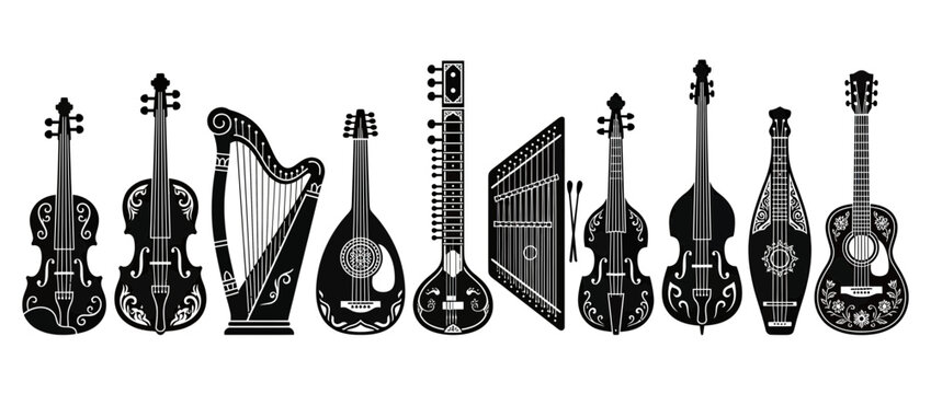Diverse Musical Instruments Silhouette Collection