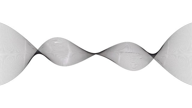 Abstract twisted metallic wave ribbon with symmetrical curves isolated on white background