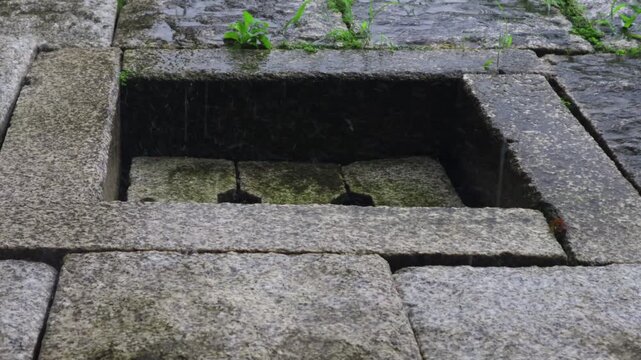 This is a drainage channel for rainwater to drain inside the palace.궁궐안의 빗물이 나가는 배수로 입니다.