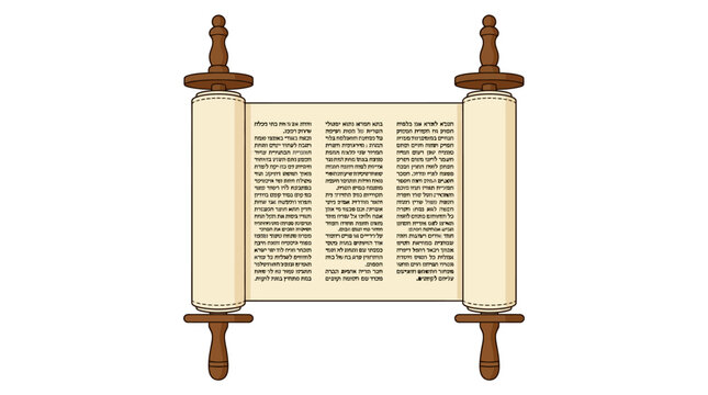 Torah scroll vector illustration for Rosh Hashana Jewish holiday design