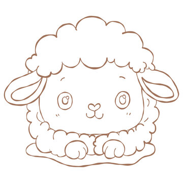 Cute Kurban Bayramı and Eid al-Adha outline vector collection set, Islamic holiday elements line art featuring cute sheep, cow, mosque, quran, lantern, gift boxes, and muslim kids, monochrome coloring