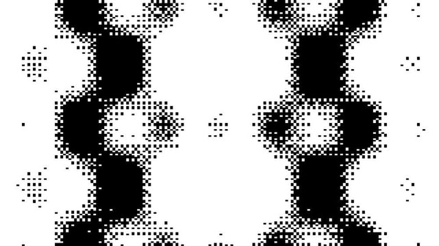 Black and White Abstract Halftone Pattern with Pixelated Digital Texture and Retro 8-Bit Geometric Background
