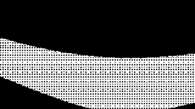 Abstract Black and White Pixel Mesh Pattern with Perspective Wave Distortion and Halftone Effect