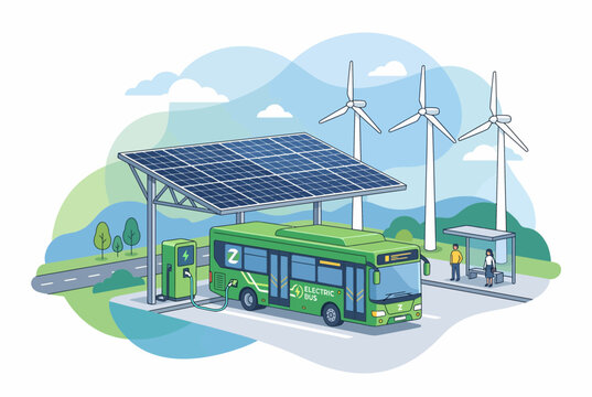 Sustainable Electric Bus Charging with Solar and Wind Energy