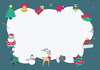 Obraz premium Frame decorated with Christmas elements and a Christmas tree.