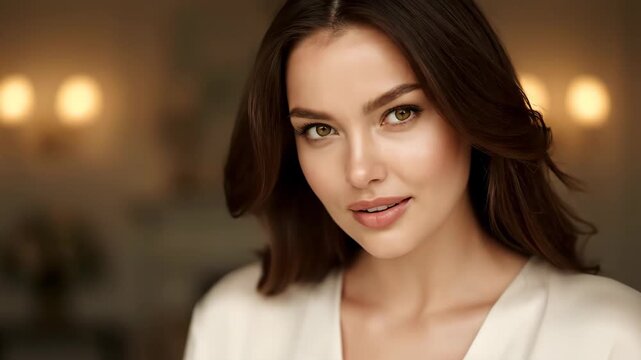 Close up material for women, gentle portraits of elegant women in the room