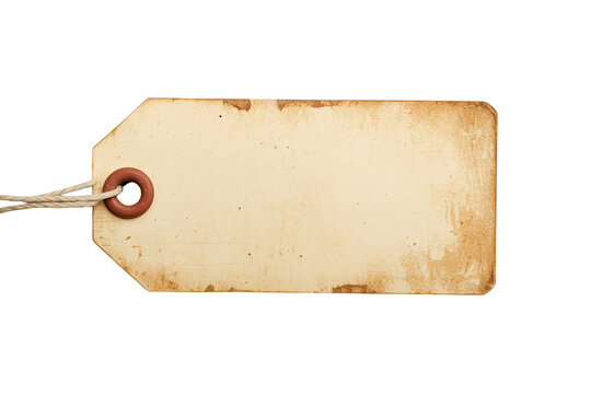 Blank aged paper luggage tag with string
